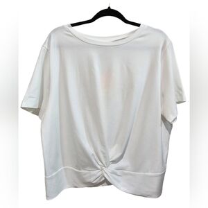 Jinkesi White Women's Casual Short Sleeve Top Tee with Twist Detail Size 2XL NWT